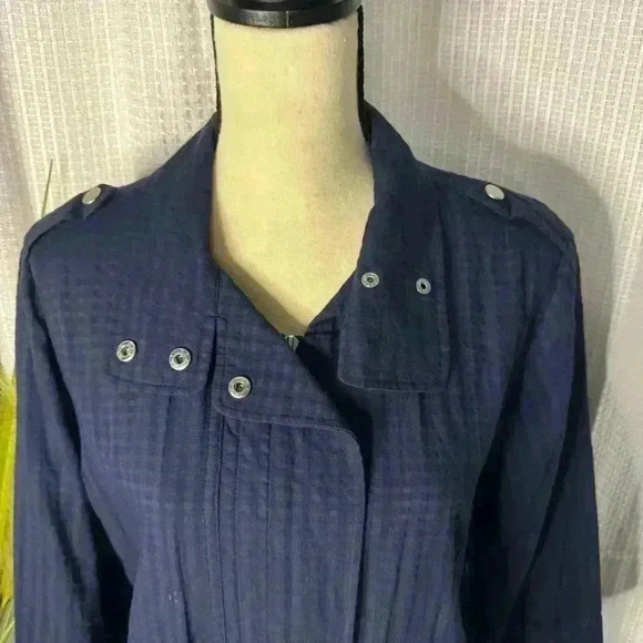 Chico's Additions Women’s 2 US L Spectra Sapphire Smoked Blue Zipped Jacket - Picture 2 of 13